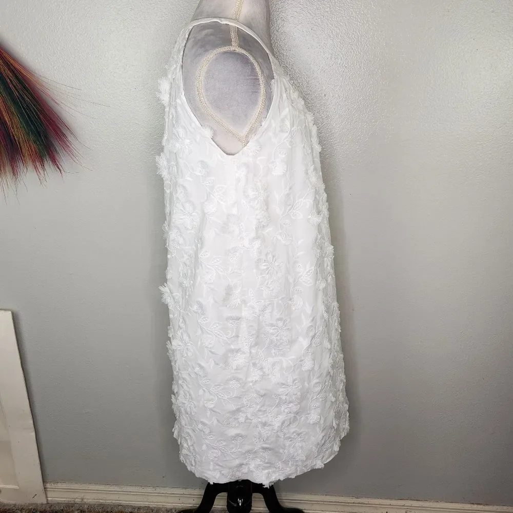 Ann Taylor White High Neck Halter Floral Applique' Mini A Line Dress Size M/L - Picture 5 of 12